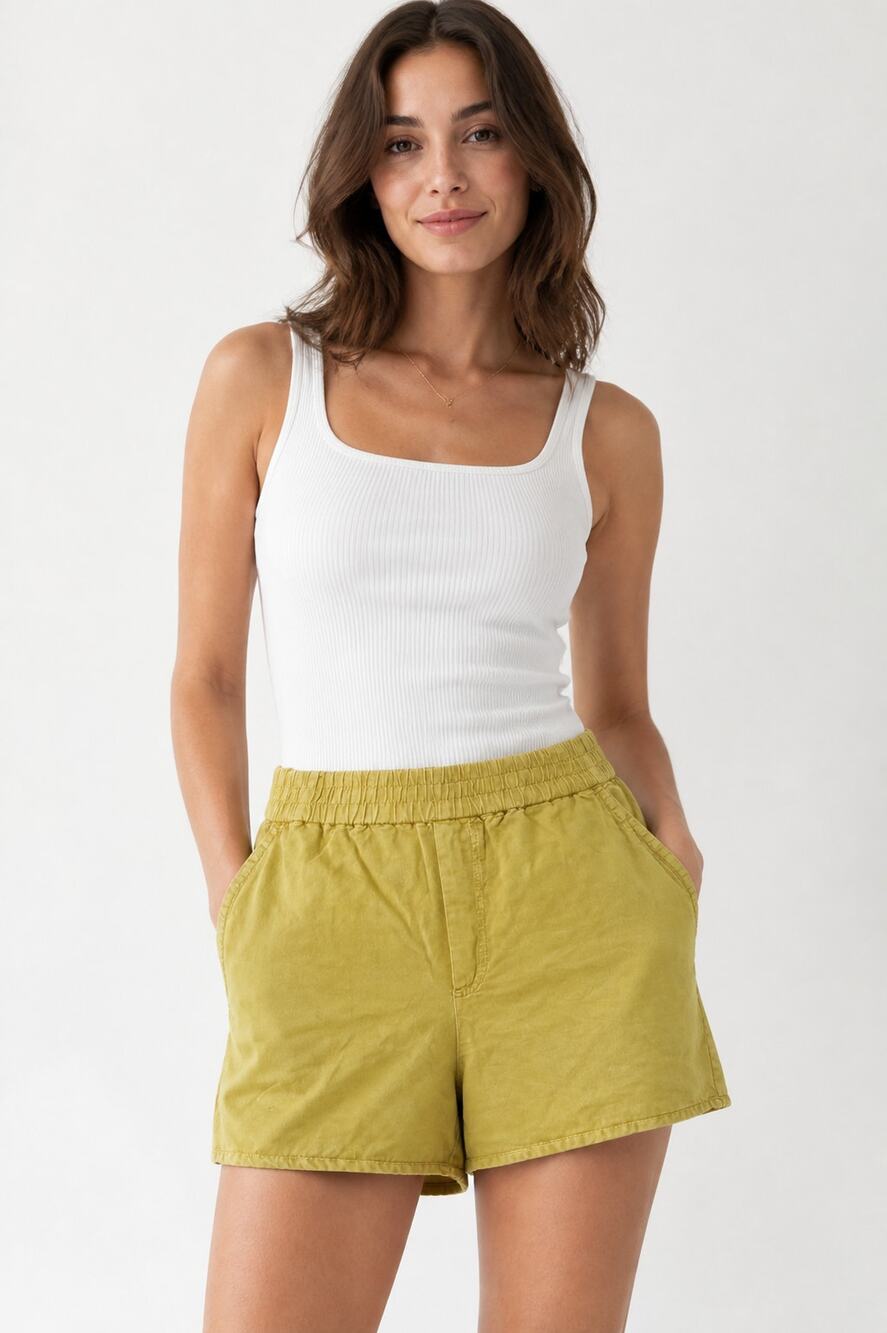 Zara Women's Olive Green High Rise Elastic Waist Shorts Size S NWT